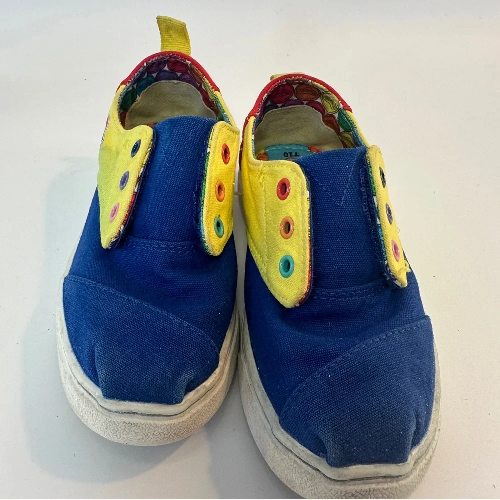 TOMS X Playdoh‎ Toddler 10 No Tie Velcro Shoes Sneakers Retro Unisex Kids